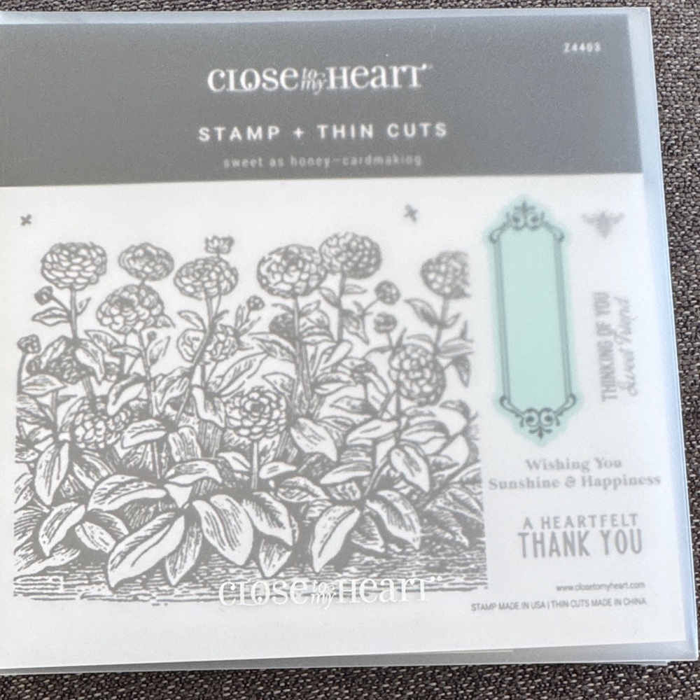 Close to My Heart Floral Stamp and Thin Cuts Set - Black and Blue